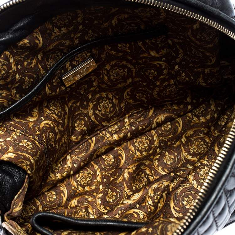 Pre Owned Versace Black Leather Demetra Vanitas Satchel