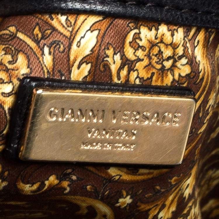 Pre Owned Versace Black Leather Demetra Vanitas Satchel