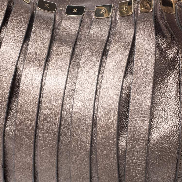 Pre Owned Versace Metallic Striped Leather Hobo