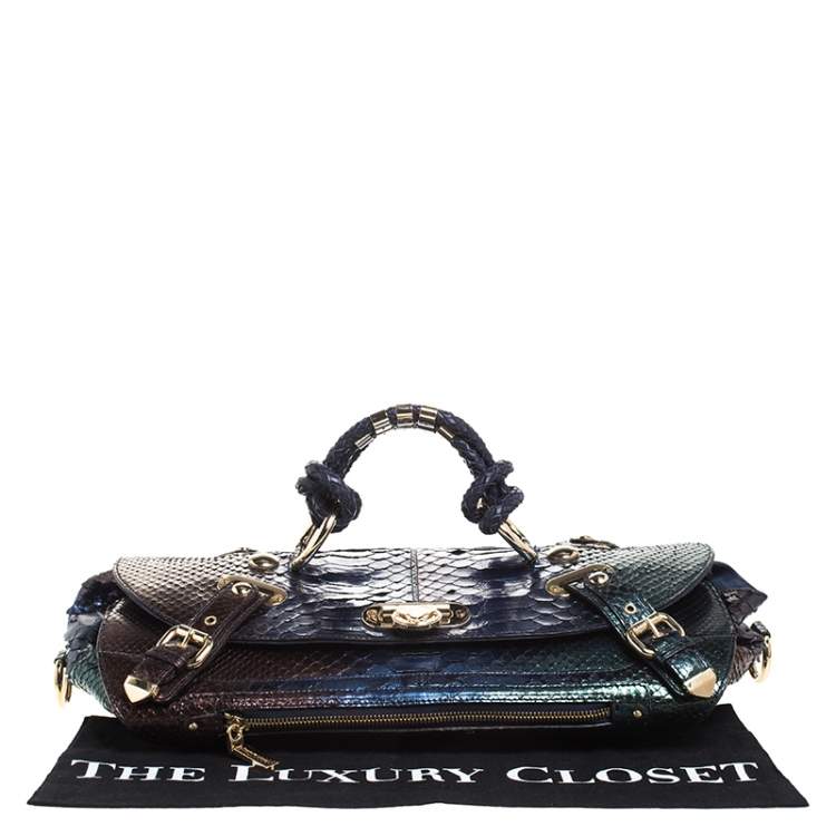 Pre Owned Versace Multicolor Ombre Python Canyon Bag