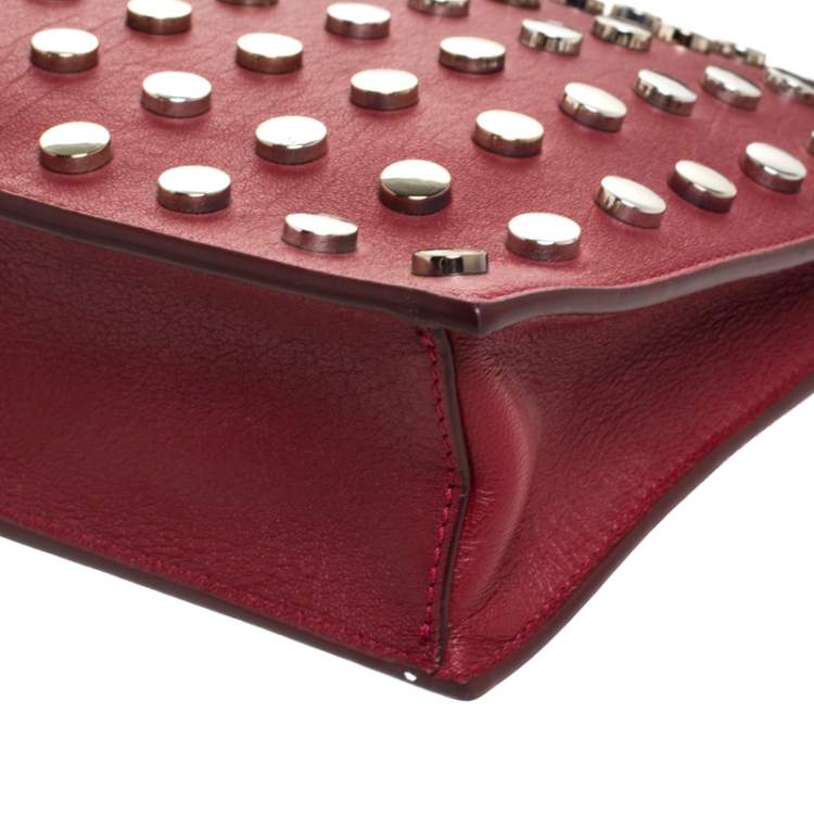 Pre Owned Versace Red Leather Studded Shoulder Bag