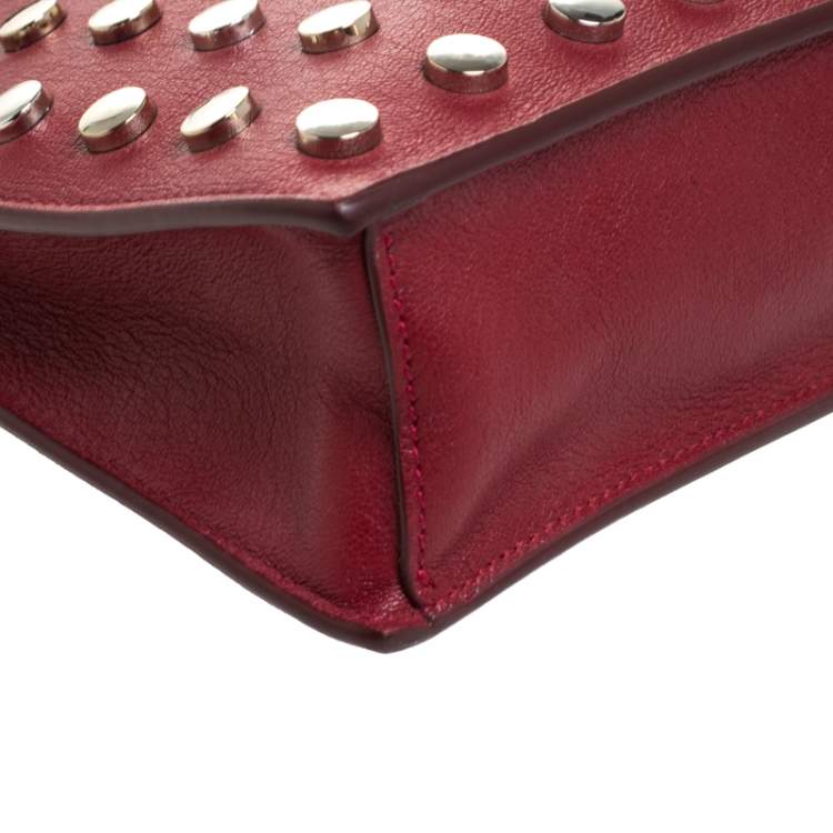 Pre Owned Versace Red Leather Studded Shoulder Bag