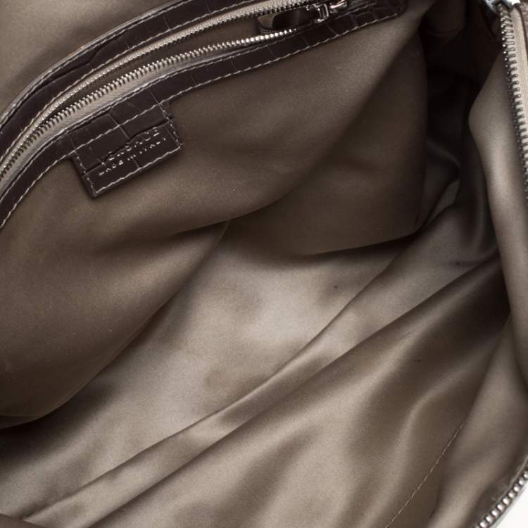 Pre Owned Versace Metallic Beige Signature Canvas and Leather Boston Bag