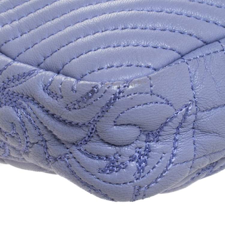 Pre Owned Versace Lilac Leather Embroidered Vanitas Shoulder bag