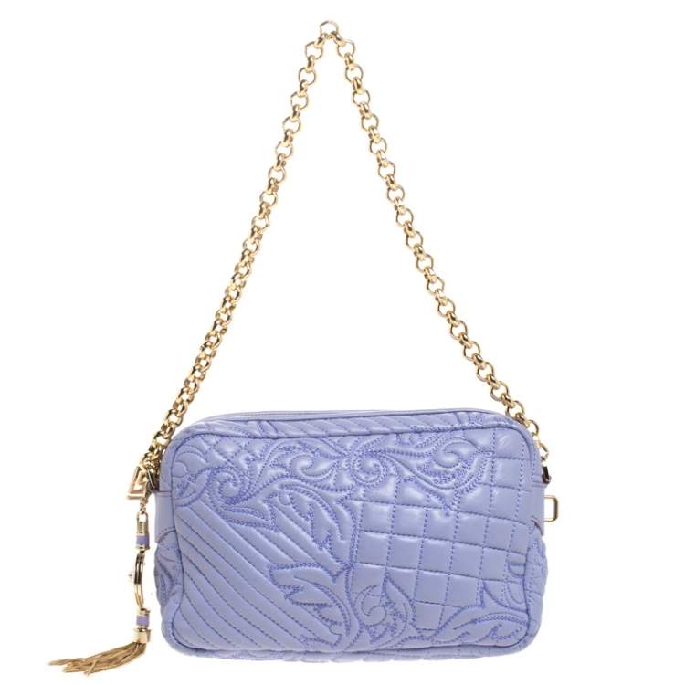 Pre Owned Versace Lilac Leather Embroidered Vanitas Shoulder bag