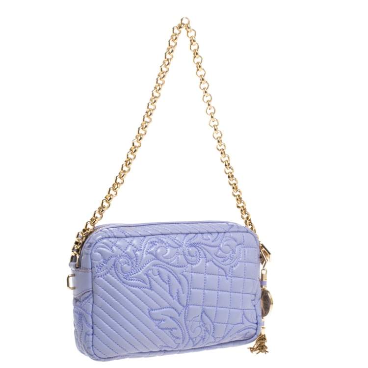 Pre Owned Versace Lilac Leather Embroidered Vanitas Shoulder bag