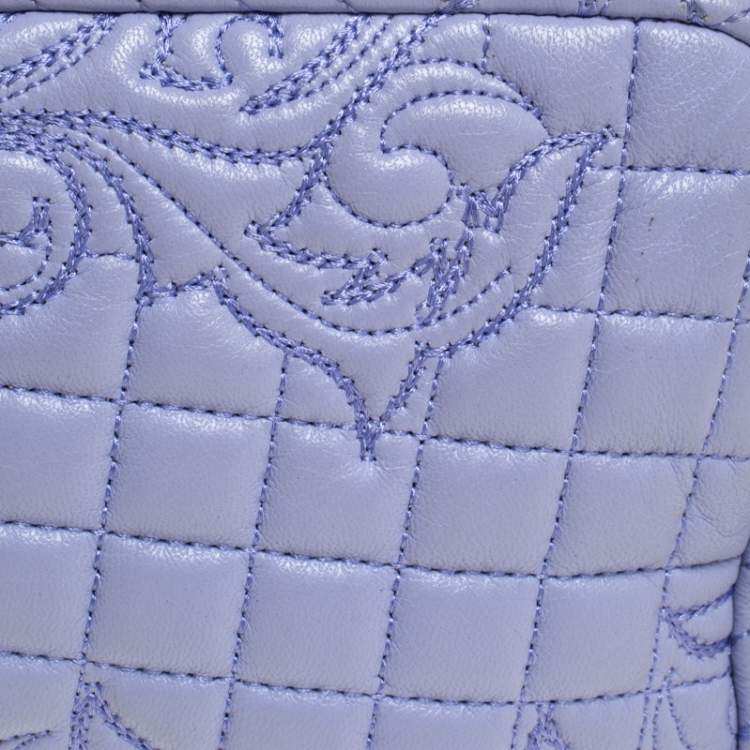 Pre Owned Versace Lilac Leather Embroidered Vanitas Shoulder bag