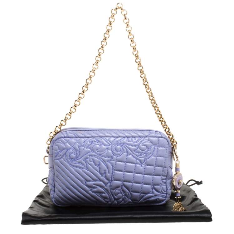 Pre Owned Versace Lilac Leather Embroidered Vanitas Shoulder bag