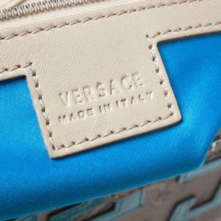 Pre Owned Versace Beige/Blue Borocco Heritage Print Diaper Bag