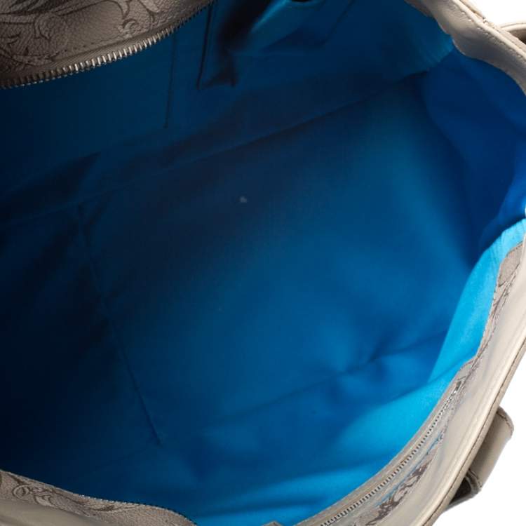 Pre Owned Versace Beige/Blue Borocco Heritage Print Diaper Bag