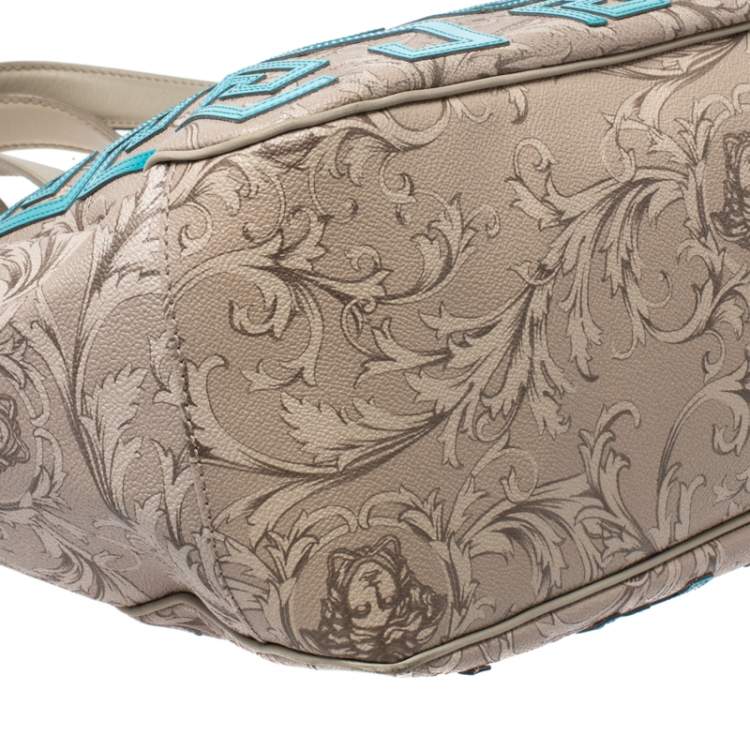 Pre Owned Versace Beige/Blue Borocco Heritage Print Diaper Bag