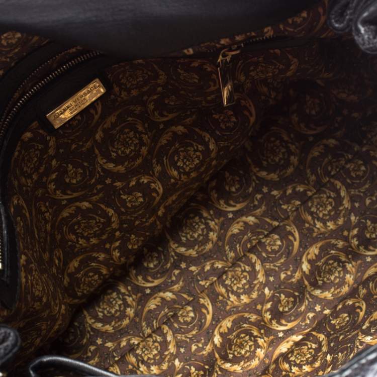 Pre Owned Versace Black Barocco Leather Altea Satchel