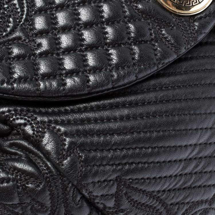 Pre Owned Versace Black Barocco Leather Altea Satchel