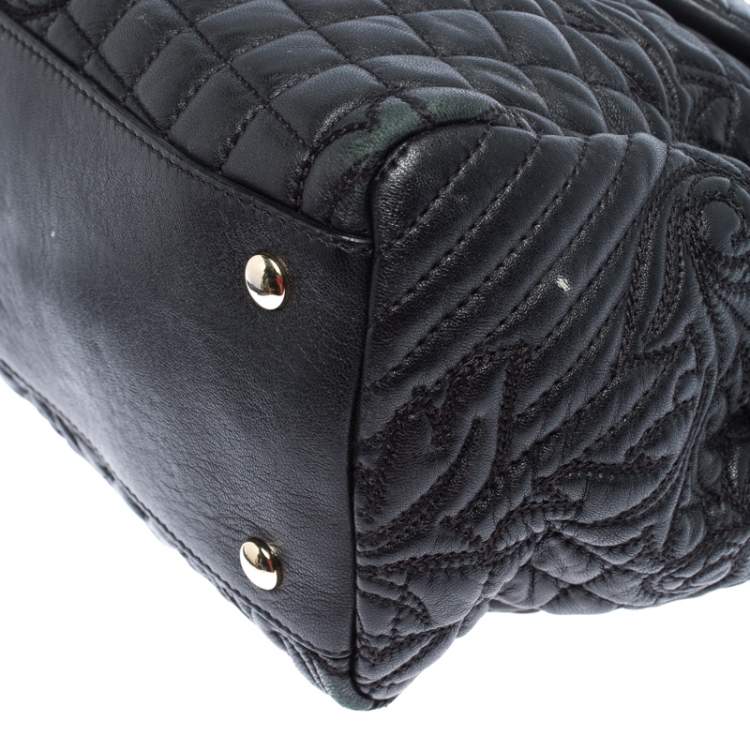 Pre Owned Versace Black Barocco Leather Altea Satchel