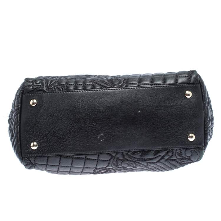 Pre Owned Versace Black Barocco Leather Altea Satchel