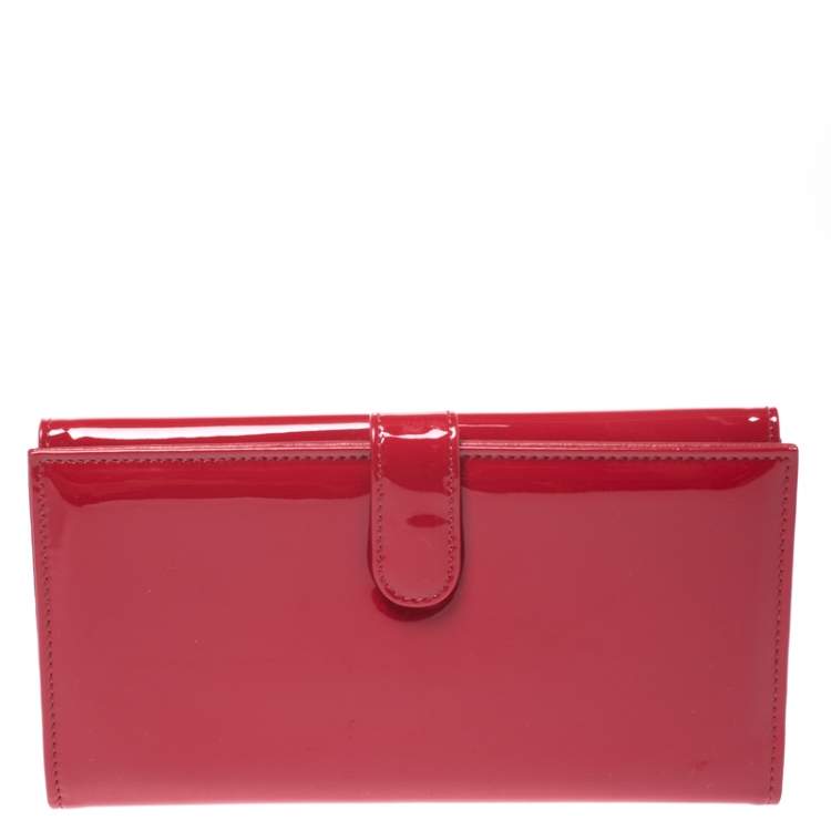 Pre Owned Versace Red Patent Leather Icon Continental Wallet