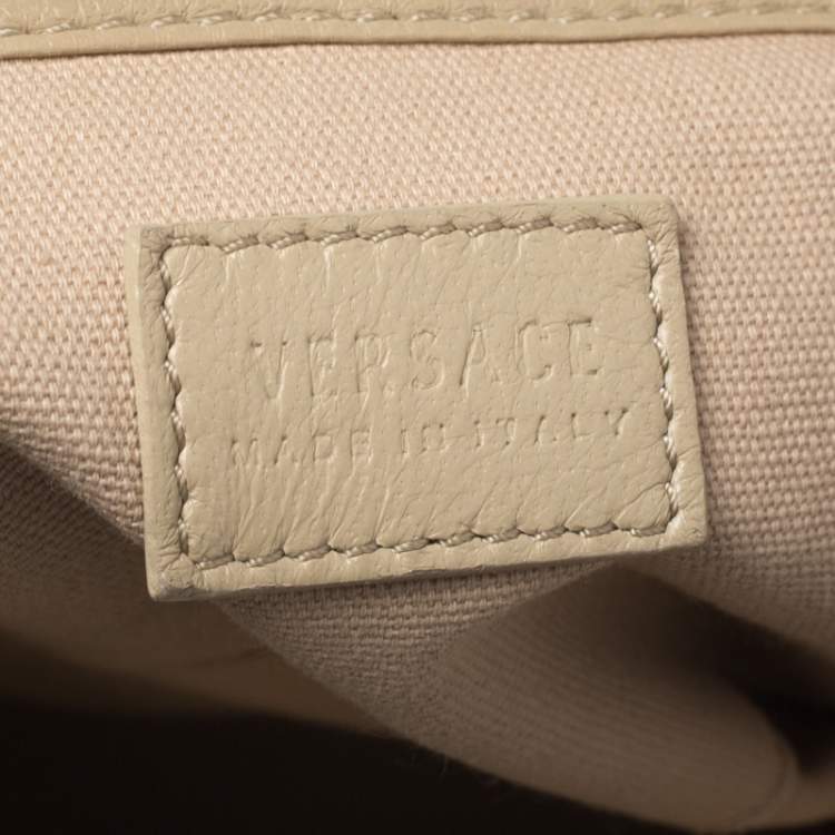 Pre Owned Versace Beige/Pink Quilted Leather Vanitas Satchel