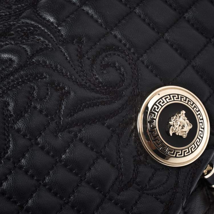 Pre Owned Versace Black Quilted Leather Calliope Vanitas Shoulder Bag