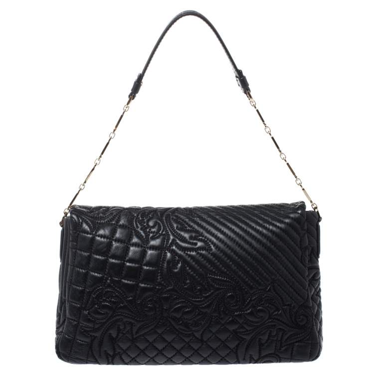 Pre Owned Versace Black Quilted Leather Calliope Vanitas Shoulder Bag