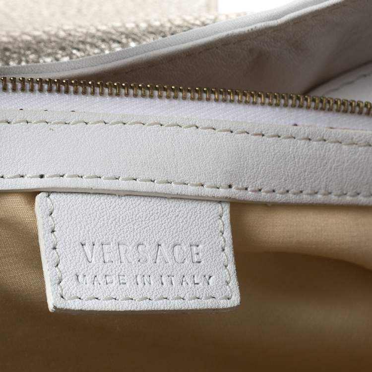 Pre Owned Versace White Signature Fabric and Leather Tote