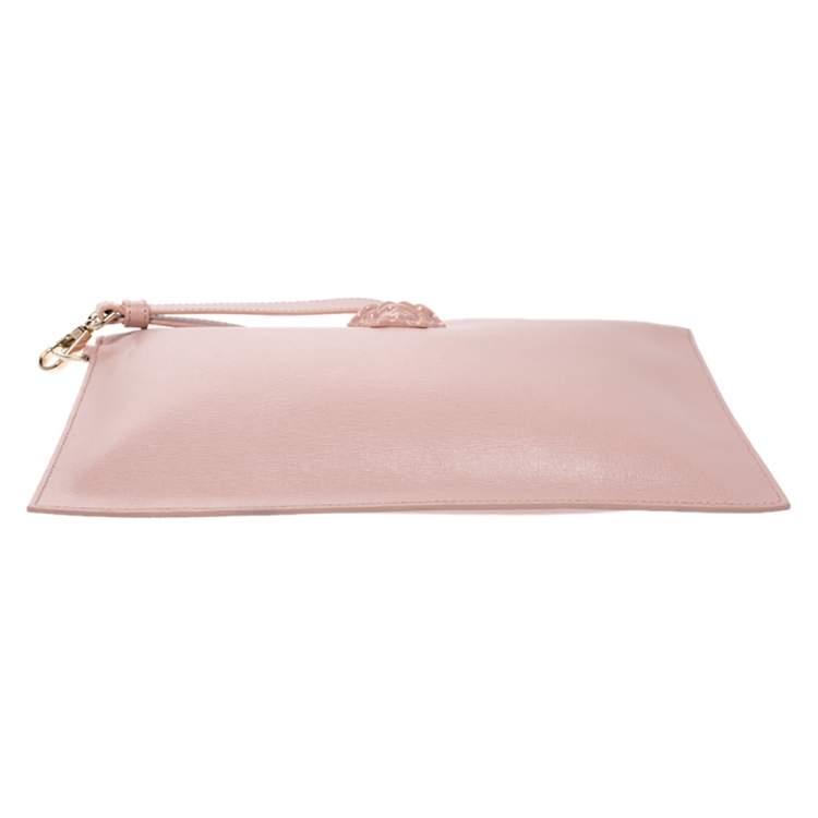 Pre Owned Versace Pink Leather Medusa Clutch