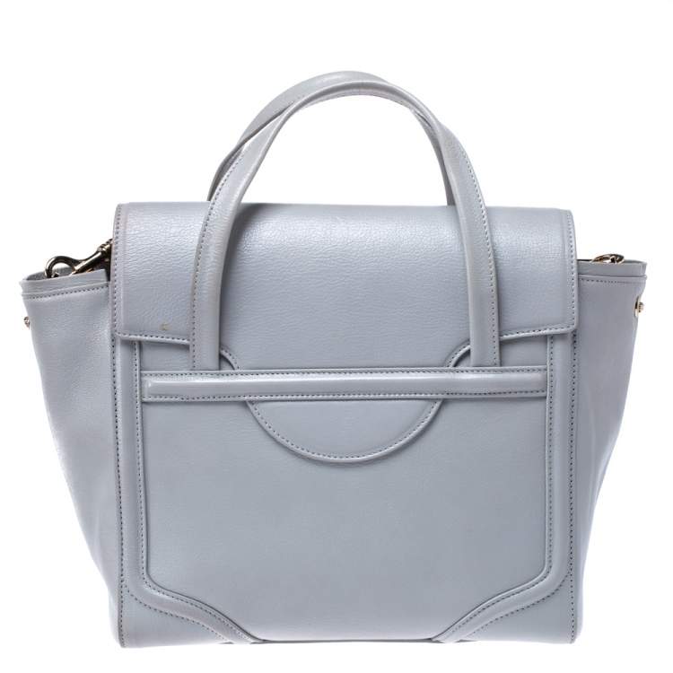 Pre Owned Versace Grey Leather Medusa Flap Tote