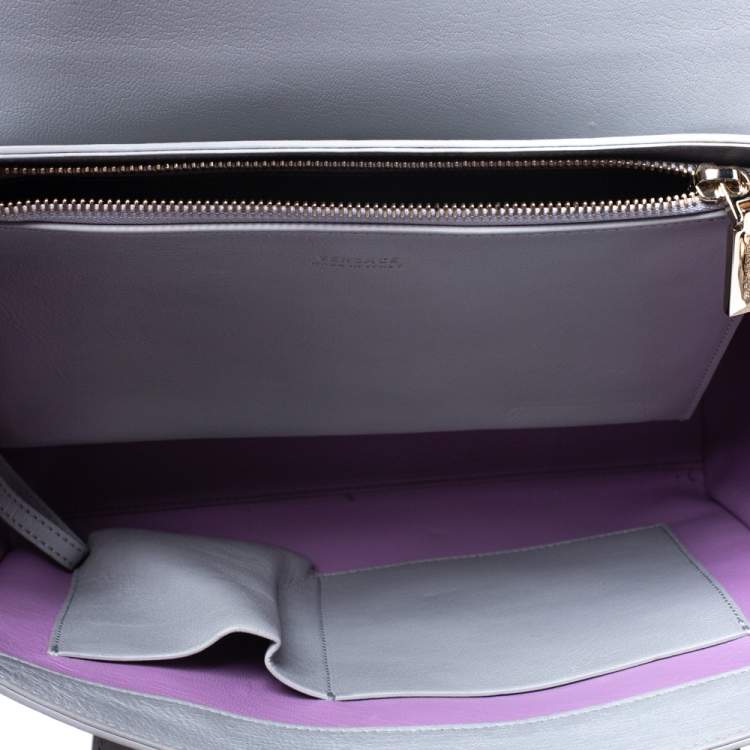 Pre Owned Versace Grey Leather Medusa Flap Tote