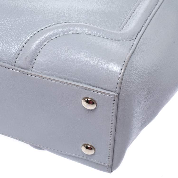 Pre Owned Versace Grey Leather Medusa Flap Tote