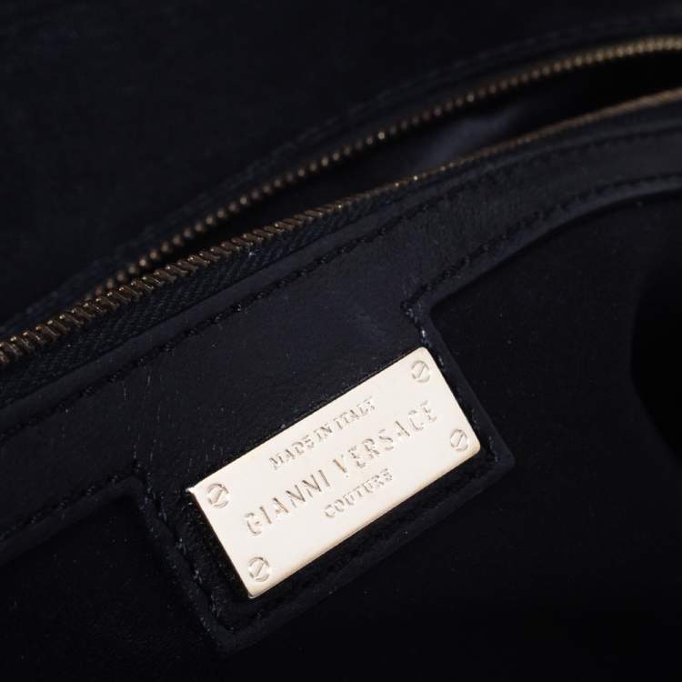 Pre Owned Versace Black Patent Leather Flap Shoulder Bag