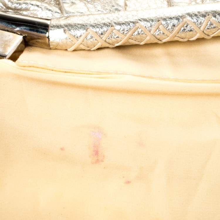 Pre Owned Versace Gold Leather Madonna Framed Satchel