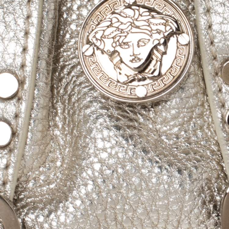 Pre Owned Versace Gold Leather Madonna Framed Satchel