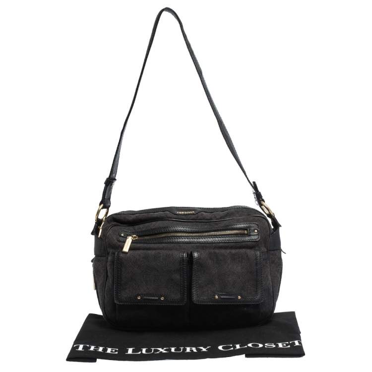 Pre Owned Versace Medusa Print Canvas and Leather Multiple Pocket Shoulder Bag