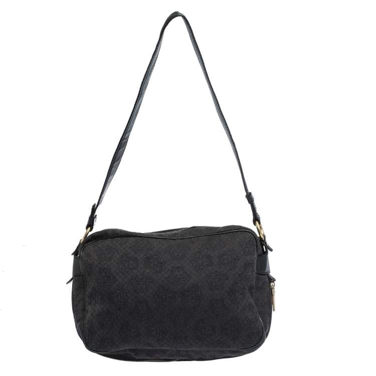 Pre Owned Versace Medusa Print Canvas and Leather Multiple Pocket Shoulder Bag