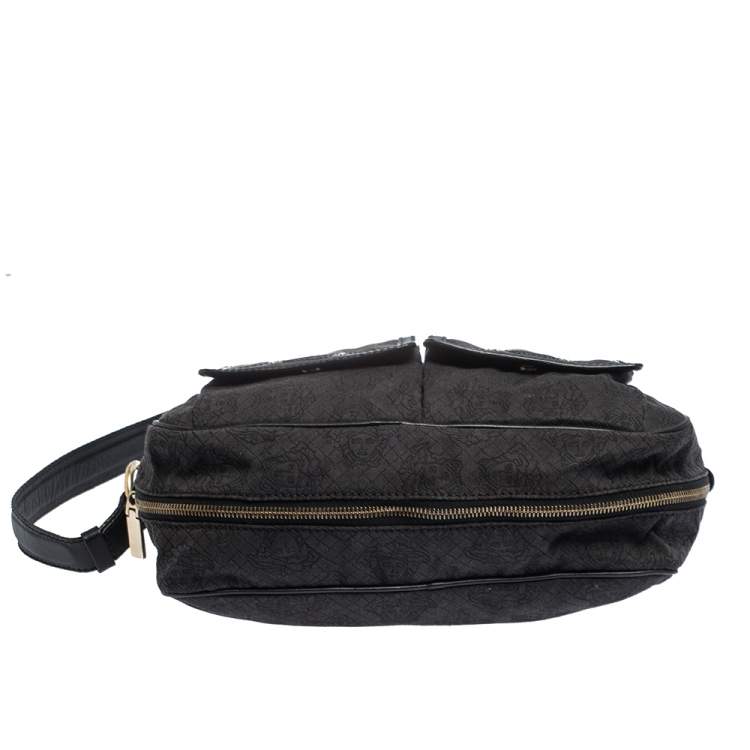 Pre Owned Versace Medusa Print Canvas and Leather Multiple Pocket Shoulder Bag