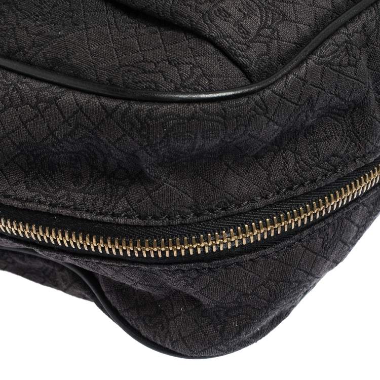 Pre Owned Versace Medusa Print Canvas and Leather Multiple Pocket Shoulder Bag