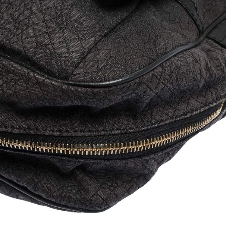 Pre Owned Versace Medusa Print Canvas and Leather Multiple Pocket Shoulder Bag