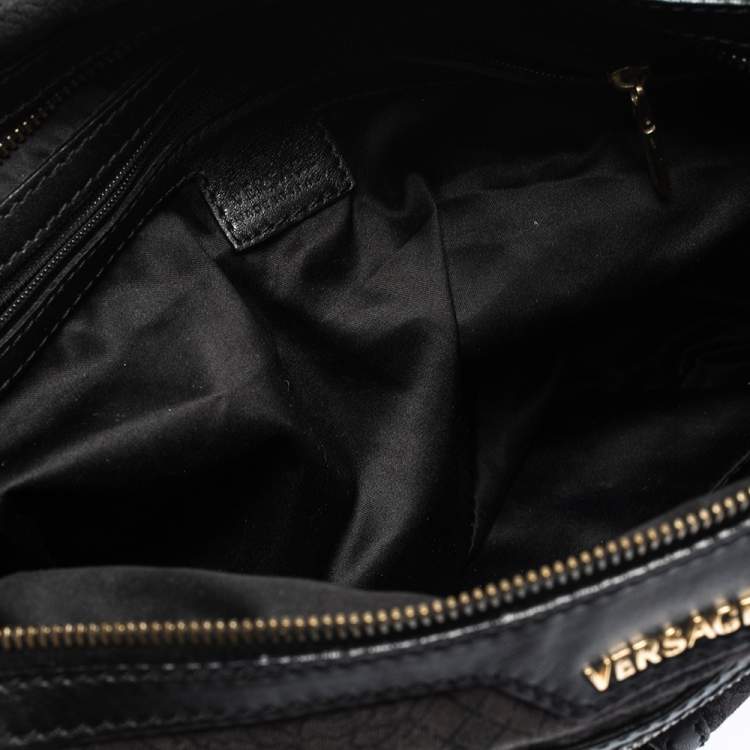 Pre Owned Versace Medusa Print Canvas and Leather Multiple Pocket Shoulder Bag