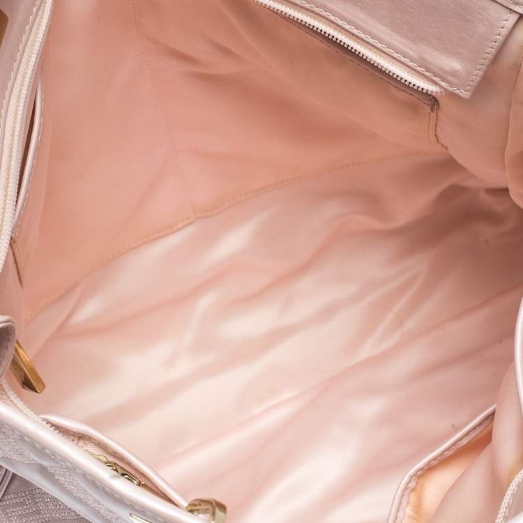Pre Owned Versace Pearl Pink Leather Chain Shopper Tote
