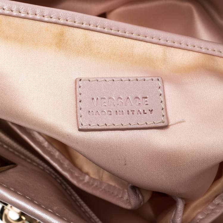 Pre Owned Versace Pearl Pink Leather Chain Shopper Tote