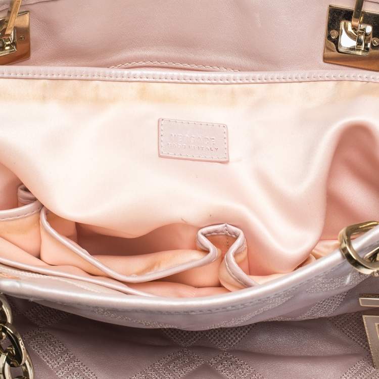 Pre Owned Versace Pearl Pink Leather Chain Shopper Tote