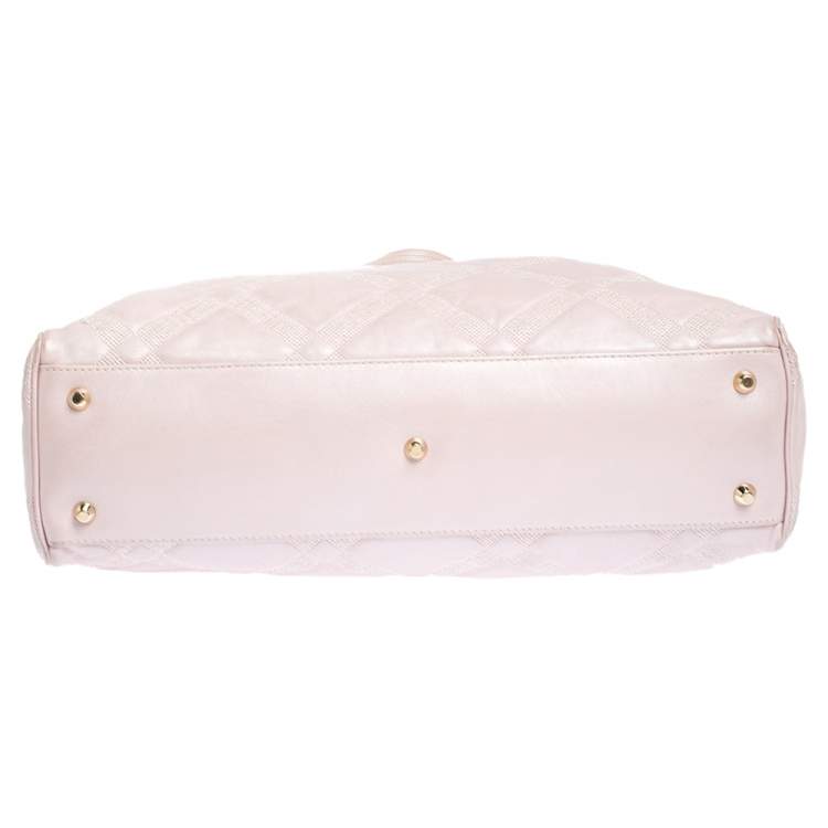 Pre Owned Versace Pearl Pink Leather Chain Shopper Tote