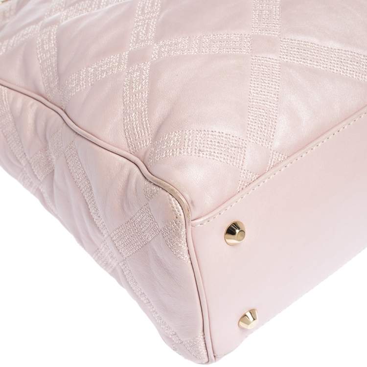 Pre Owned Versace Pearl Pink Leather Chain Shopper Tote