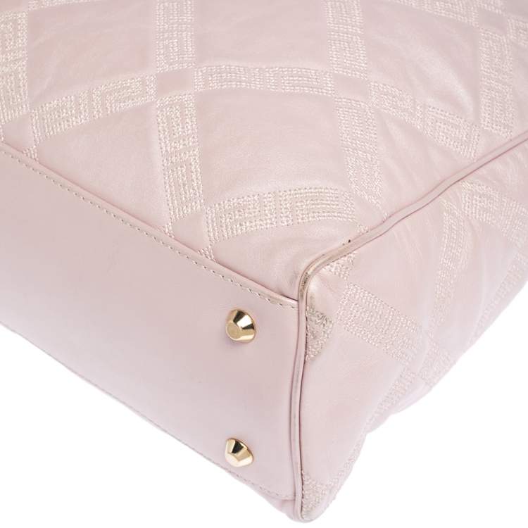 Pre Owned Versace Pearl Pink Leather Chain Shopper Tote