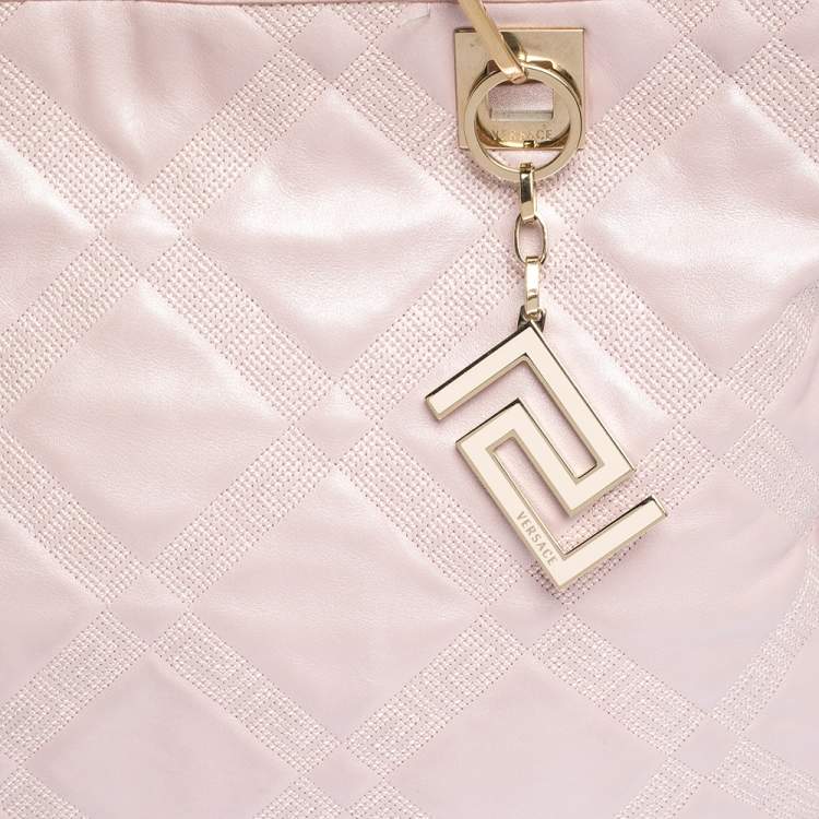 Pre Owned Versace Pearl Pink Leather Chain Shopper Tote