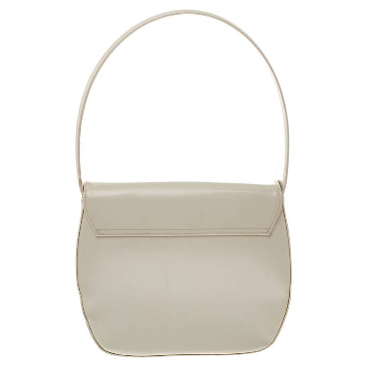 Pre Owned Versace White Patent Leather Shoulder Bag