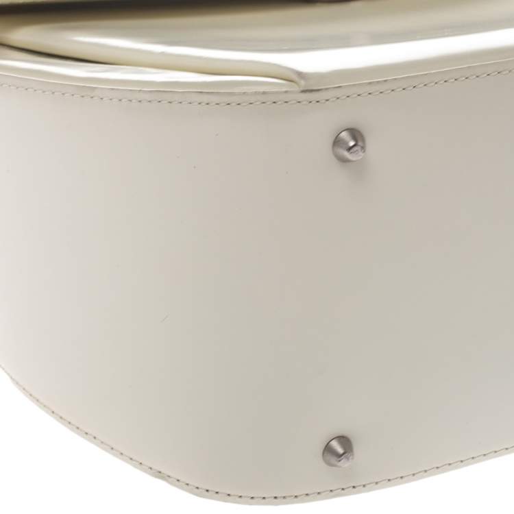 Pre Owned Versace White Patent Leather Shoulder Bag