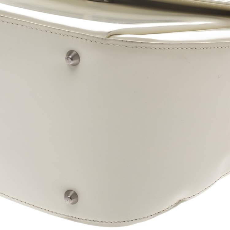 Pre Owned Versace White Patent Leather Shoulder Bag