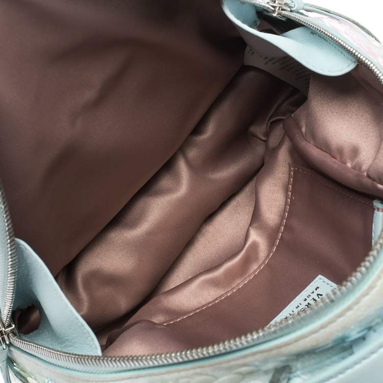 Pre Owned Versace Light Blue Suede and Leather Embellished Sequin Palazzo Medusa Backpack