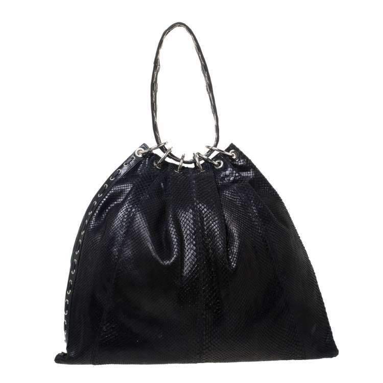 Pre Owned Versace Black Python Satchel 