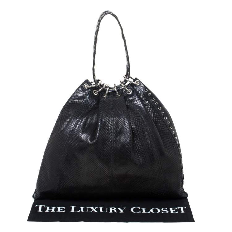Pre Owned Versace Black Python Satchel 